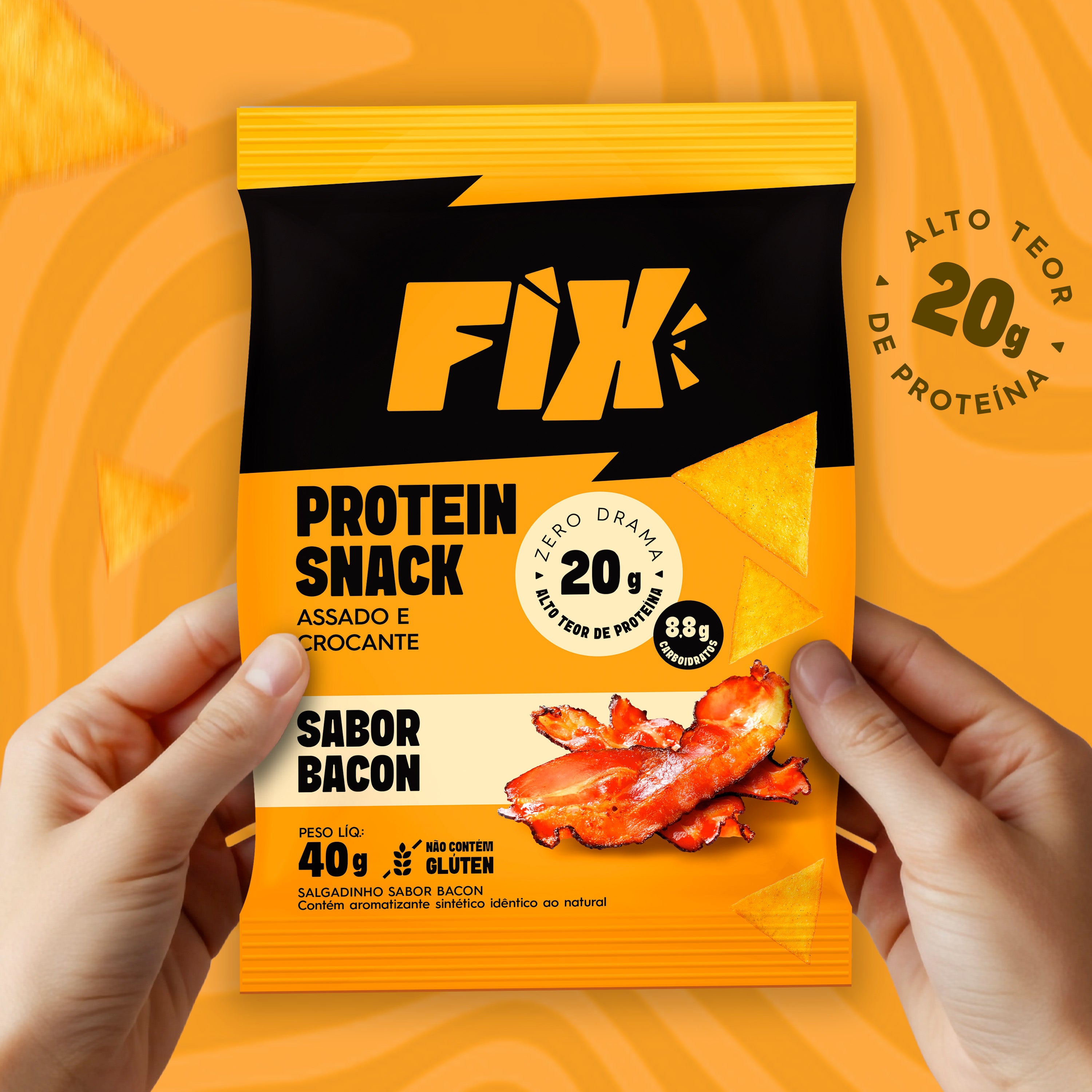 Fix Snacks 40g Bacon - Caixa 8 Unidades